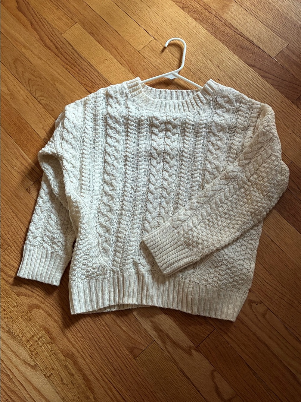 Cable Knit Crewneck Sweater - Cream